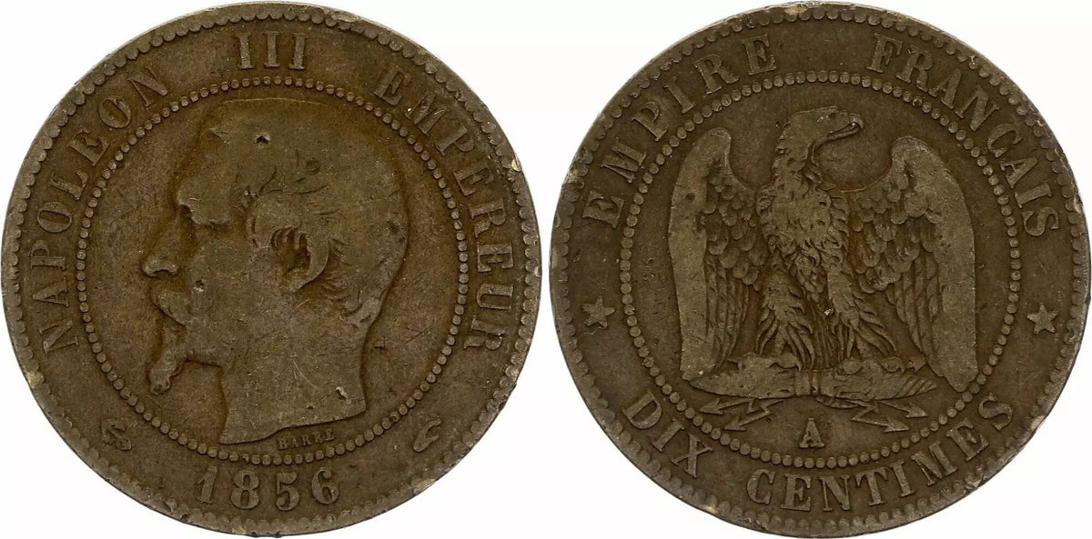 Pièce France 10 Centimes Napoléon III Tête nue - 1856 A Paris