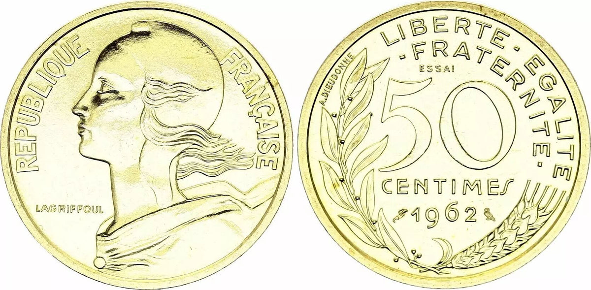 Pièce France 50 Centimes Lagriffoul - Marianne - 1962 Essai