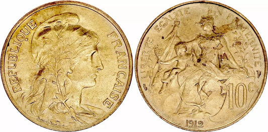 Pièce France 10 Centimes, Dupuis - 1912 SPL