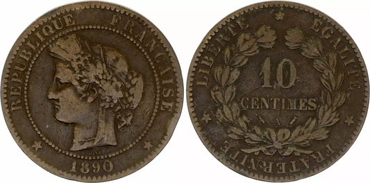 Pièce France 10 Centimes Cérès - 3ème république - 1890 A Paris