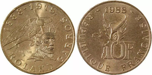 Pièce France 10 Francs Roland Garros - 1988