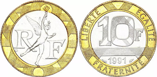Pièce France 10 Francs Génie - 1991 - Bimétal