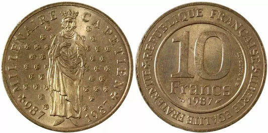 Pièce France 10 Francs Hugues Capet Roi de France (987-996) - 1987