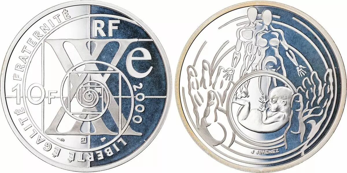 Pièce France 10 Francs Le Siècle des Sciences de la Vie - 2000 - Argent - Sans boite et avec certificat - Frappe BE