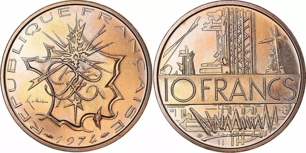 Pièce France 10 Francs Mathieu - 1974 - issu de coffret