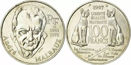 Pièce France 100 Francs,  André Malraux - 1997 Argent