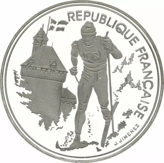 Pièce France 100 Francs JO Albertville - Ski de Fond - 1991 - Frappe BE - avec certificat