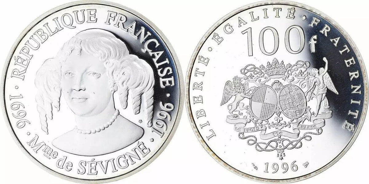 Pièce France 100 Francs Madame de Sévigné - 1996  - Argent - Avec certificat