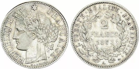 Pièce France 2 Francs Cérès - 1873 A Paris - Argent