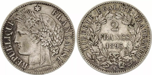 Pièce France 2 Francs Cérès - 1895 A Paris Argent