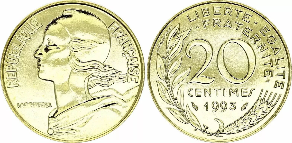 Pièce France 20 centimes Lagriffoul - 1993 BU frappe médaille