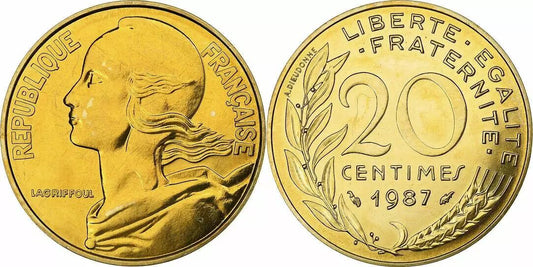 Pièce France 20 Centimes Marianne - 1987 Issu de Coffret