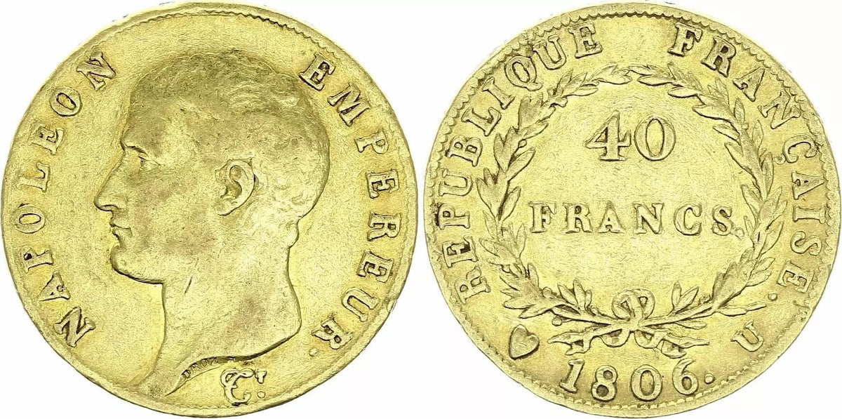 Pièce France 40 Francs - Napoléon I - Tête nue - 1806 U Turin