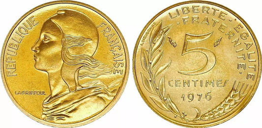 Pièce France 5 Centimes Marianne - 1976  issu de coffret BU