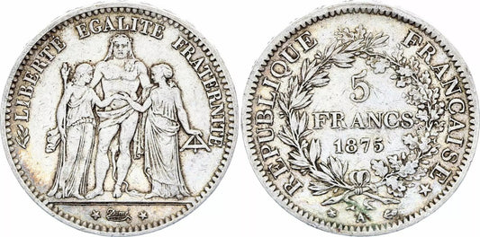 Pièce France 5 Francs - Hercule - IIIeme République - 1875 A Paris - Argent
