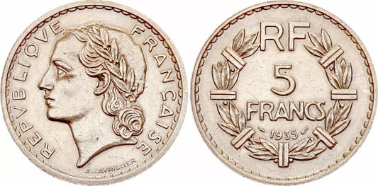 Pièce France 5 Francs Lavrillier - 1935