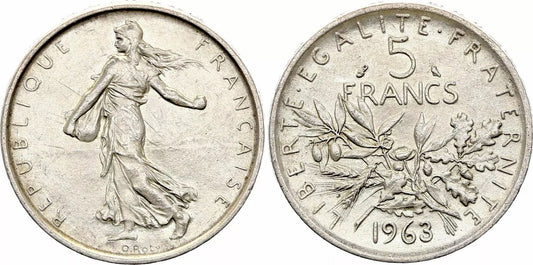 Pièce France 5 Francs Semeuse - 1963 - Argent