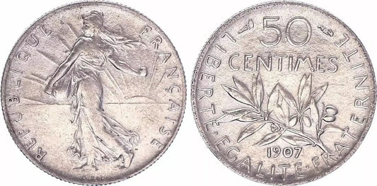 Pièce France 50 Centimes,  Semeuse - 1907