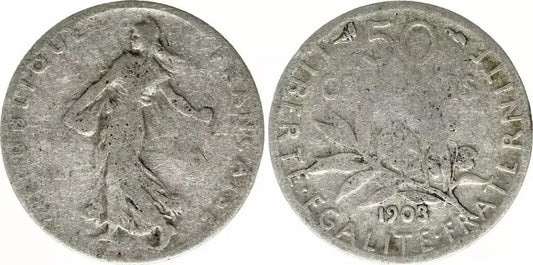 Pièce France 50 Centimes Semeuse - 1903 - Argent