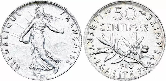 Pièce France 50 Centimes Semeuse - 1910 - Argent - FDC