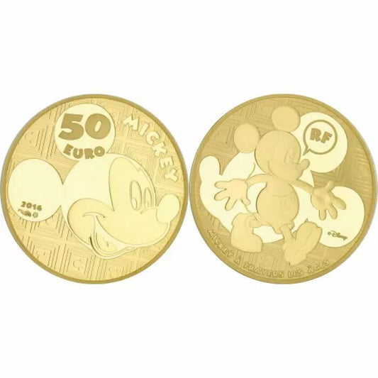 Pièce France 50 Euros France 2016 - Jeunesse - Mickey Mouse - Or BE - Sans écrin ni certificat