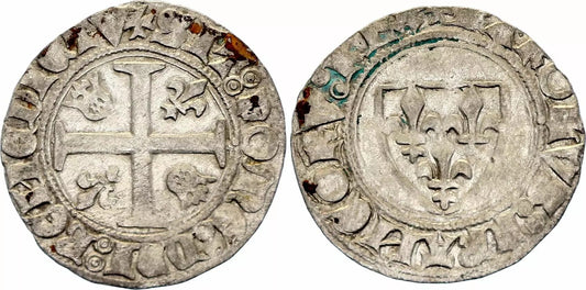 Pièce France Blanc Guénar, Charles VI - ND (1380-1422) - Toulouse - Point 5em