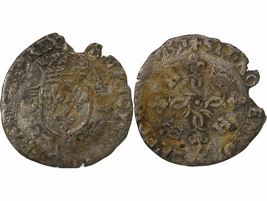 Pièce France HENRI II - DOUZAIN AUX CROISSANTS - 1551 ROUEN
