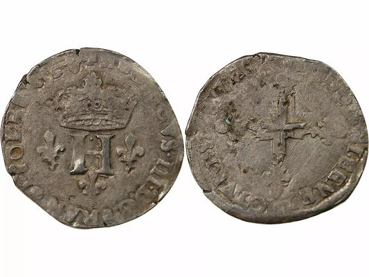 Pièce France HENRI III - DOUBLE SOL PARISIS, 2nd TYPE 1582 P DIJON