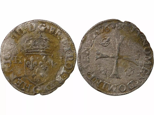 Pièce France HENRI III - DOUZAIN AUX DEUX H, 1er TYPE - 1576 C SAINT LÔ