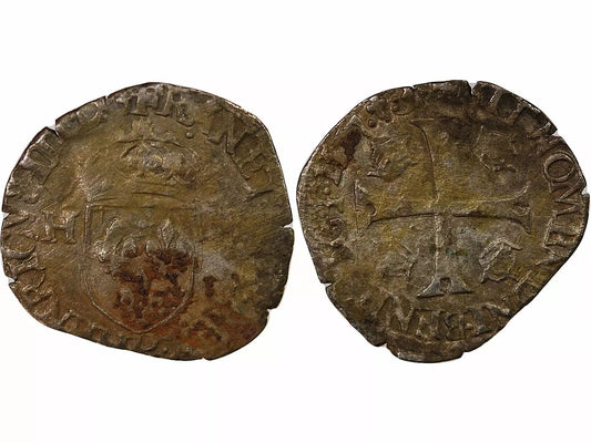 Pièce France HENRI III - DOUZAIN AUX DEUX H, 1er TYPE - 1577 P DIJON