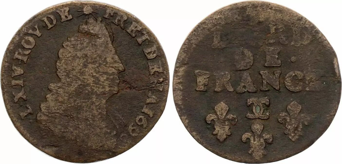 Pièce France Liard de France au buste âgé - 1698 )( Besançon