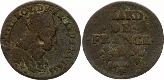 Pièce France Liard de France au buste juvénile - 1655 - B Acquigny